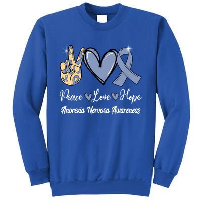 Anorexia Nervosa Peace Love Hope Perwinkle Blue Ribbon Gift Sweatshirt