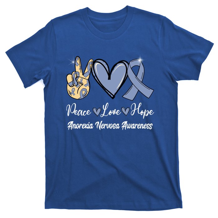 Anorexia Nervosa Peace Love Hope Perwinkle Blue Ribbon Gift T-Shirt