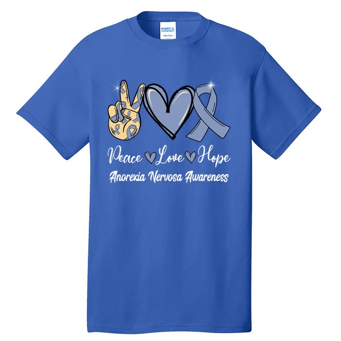 Anorexia Nervosa Peace Love Hope Perwinkle Blue Ribbon Gift Tall T-Shirt