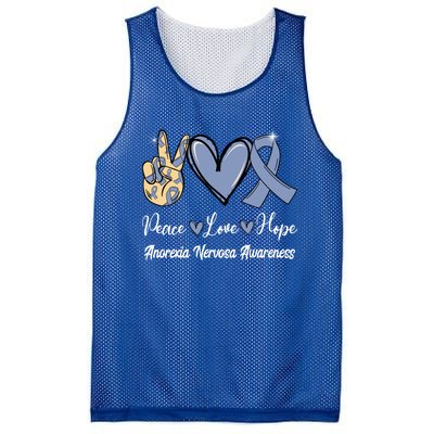 Anorexia Nervosa Peace Love Hope Perwinkle Blue Ribbon Gift Mesh Reversible Basketball Jersey Tank