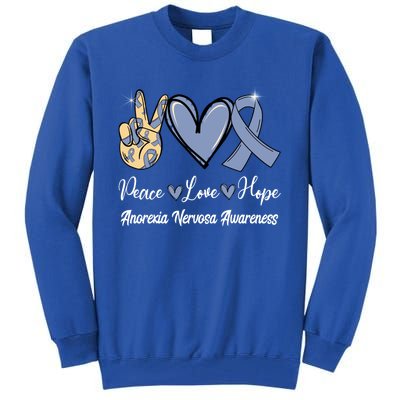 Anorexia Nervosa Peace Love Hope Perwinkle Blue Ribbon Gift Tall Sweatshirt