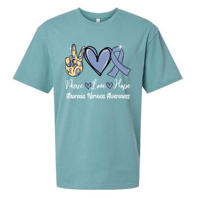 Anorexia Nervosa Peace Love Hope Perwinkle Blue Ribbon Gift Sueded Cloud Jersey T-Shirt