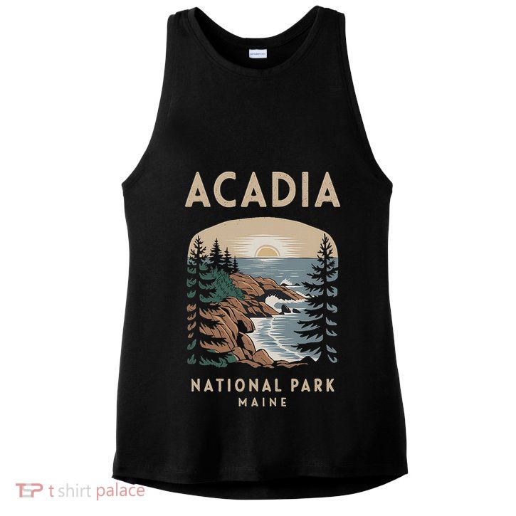 Acadia National Park Maine Scenic View Ladies PosiCharge Tri-Blend Wicking Tank