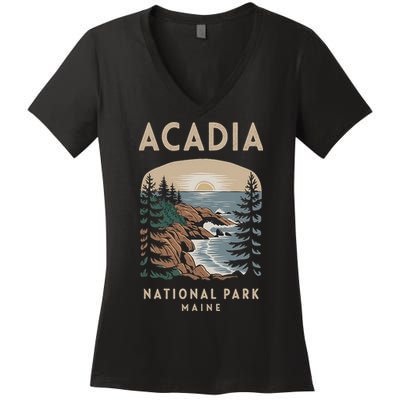 Acadia National Park Maine Scenic View Women's V-Neck T-Shirt