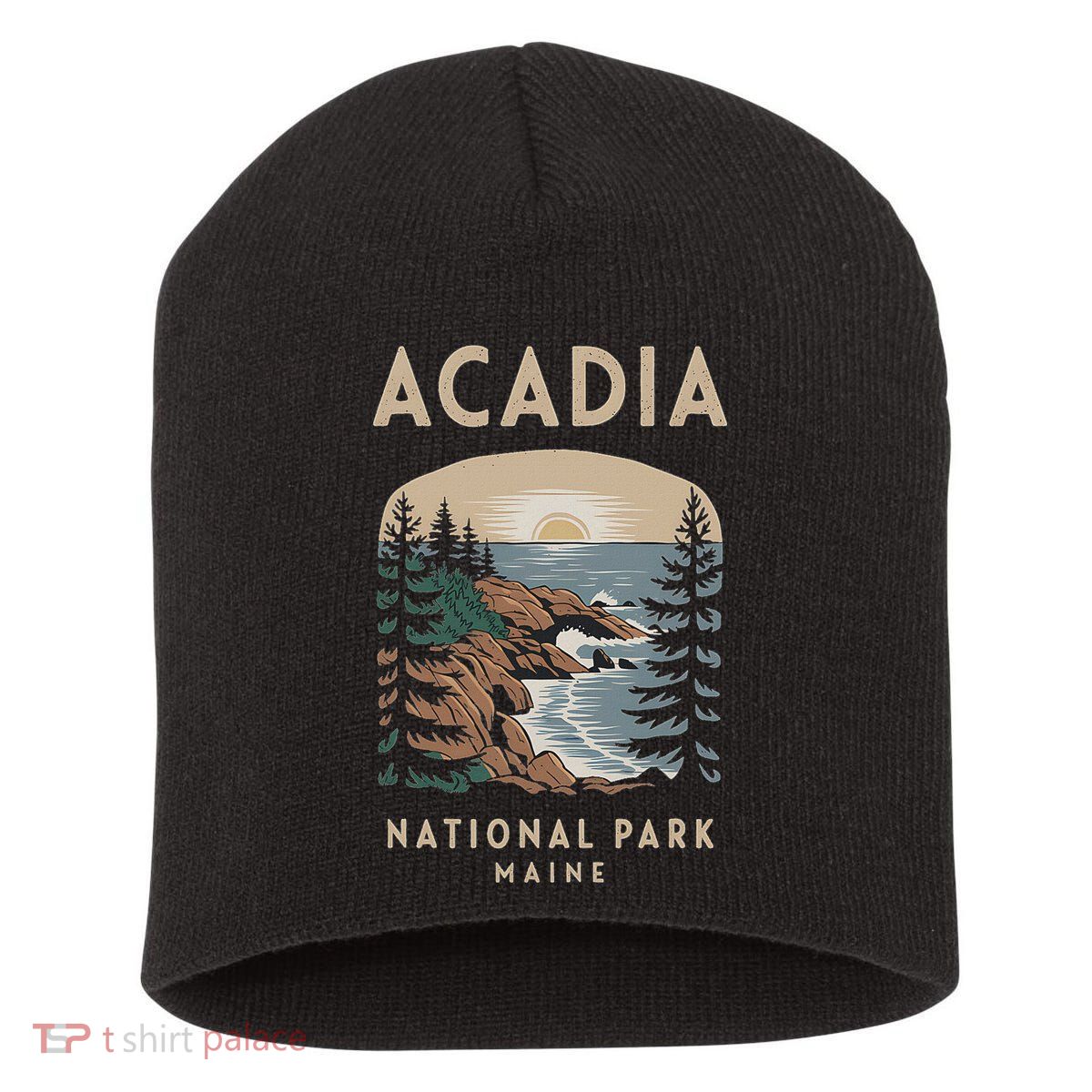 Acadia National Park Maine Scenic View Short Acrylic Beanie