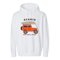 Acadia National Park Vintage Maine Souvenir Retro Gift Garment-Dyed Fleece Hoodie