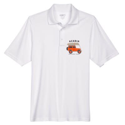 Acadia National Park Vintage Maine Souvenir Retro Gift Men's Origin Performance Pique Polo