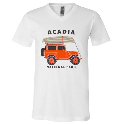 Acadia National Park Vintage Maine Souvenir Retro Gift V-Neck T-Shirt