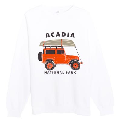 Acadia National Park Vintage Maine Souvenir Retro Gift Premium Crewneck Sweatshirt