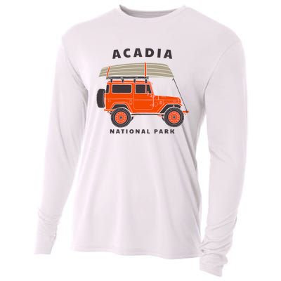 Acadia National Park Vintage Maine Souvenir Retro Gift Cooling Performance Long Sleeve Crew