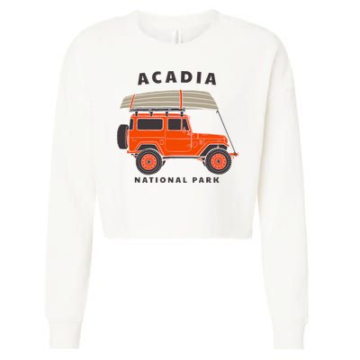 Acadia National Park Vintage Maine Souvenir Retro Gift Cropped Pullover Crew