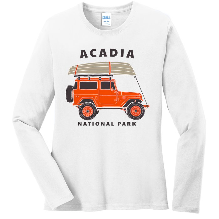 Acadia National Park Vintage Maine Souvenir Retro Gift Ladies Long Sleeve Shirt