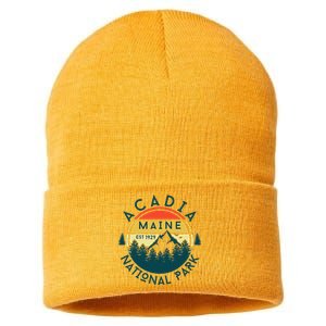 Acadia National Park Maine Mountains Nature Hiking Retro Sustainable Knit Beanie