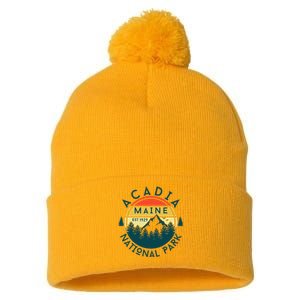 Acadia National Park Maine Mountains Nature Hiking Retro Pom Pom 12in Knit Beanie