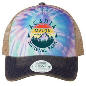 Acadia National Park Maine Mountains Nature Hiking Retro Legacy Tie Dye Trucker Hat