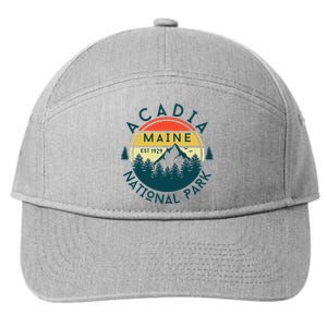 Acadia National Park Maine Mountains Nature Hiking Retro 7-Panel Snapback Hat