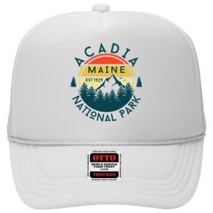 Acadia National Park Maine Mountains Nature Hiking Retro High Crown Mesh Back Trucker Hat