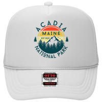 Acadia National Park Maine Mountains Nature Hiking Retro High Crown Mesh Back Trucker Hat