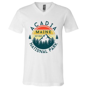 Acadia National Park Maine Mountains Nature Hiking Retro V-Neck T-Shirt