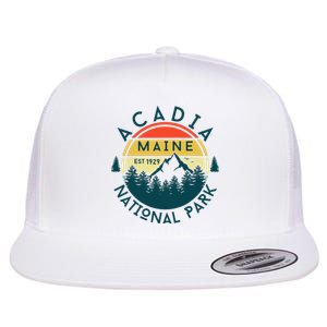 Acadia National Park Maine Mountains Nature Hiking Retro Flat Bill Trucker Hat