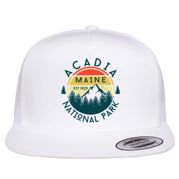 Acadia National Park Maine Mountains Nature Hiking Retro Flat Bill Trucker Hat