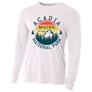 Acadia National Park Maine Mountains Nature Hiking Retro Cooling Performance Long Sleeve Crew