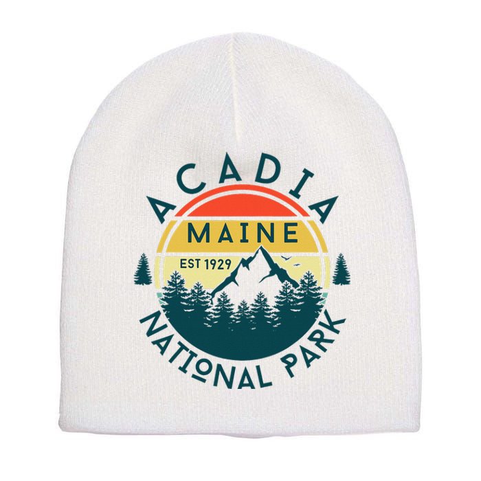 Acadia National Park Maine Mountains Nature Hiking Retro Short Acrylic Beanie