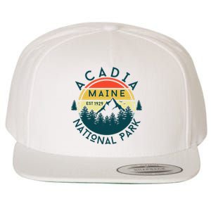 Acadia National Park Maine Mountains Nature Hiking Retro Wool Snapback Cap