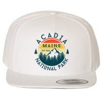 Acadia National Park Maine Mountains Nature Hiking Retro Wool Snapback Cap