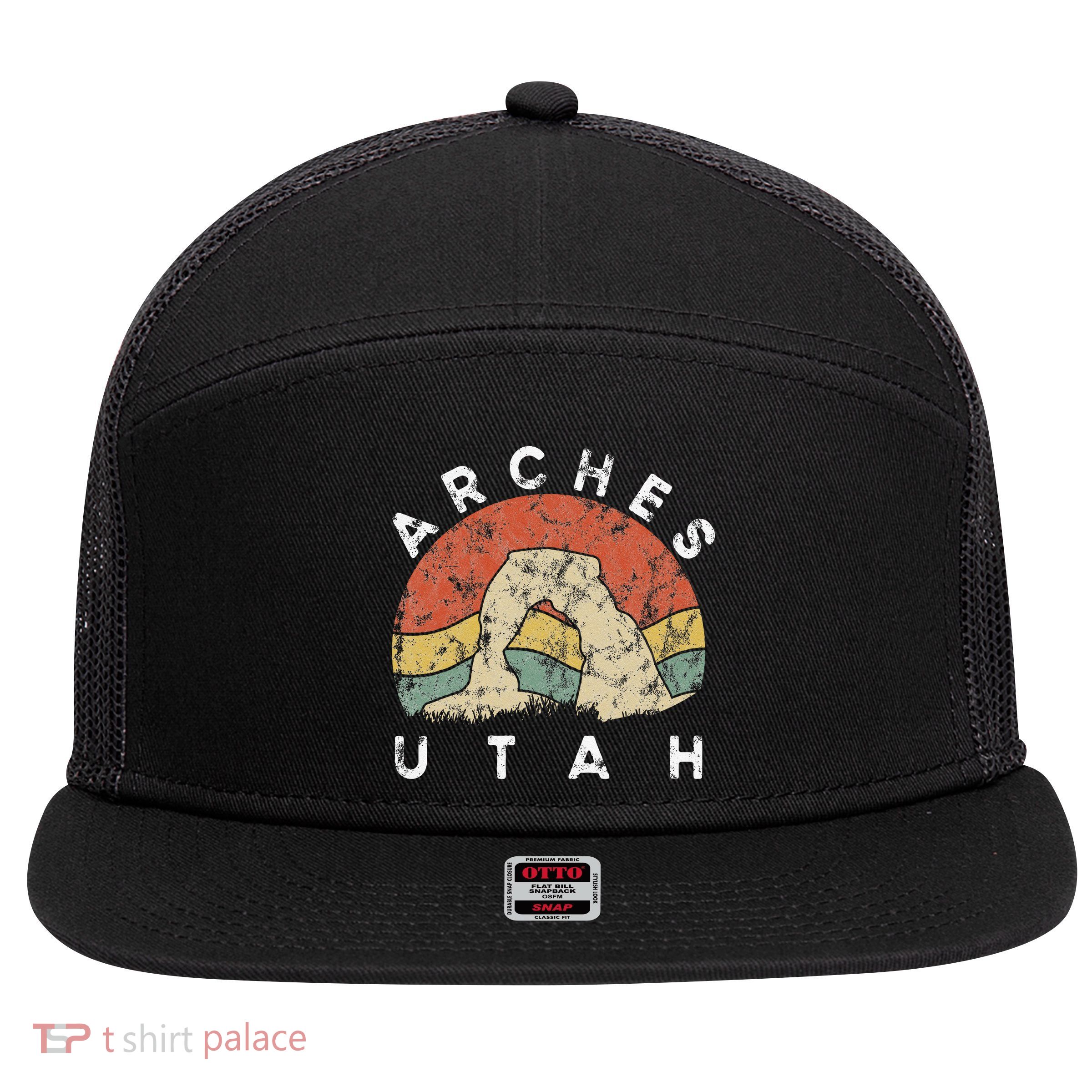 Arches National Park Utah Vacation Road Trip 7 Panel Mesh Trucker Snapback Hat