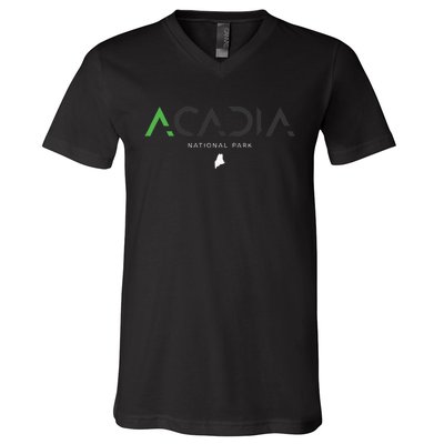 Acadia National Park Maine Tonal Retro Vintage V-Neck T-Shirt