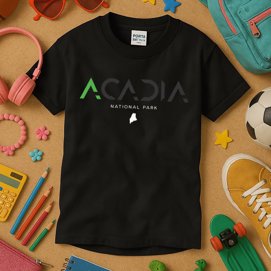 Acadia National Park Maine Tonal Retro Vintage Kids T-Shirt