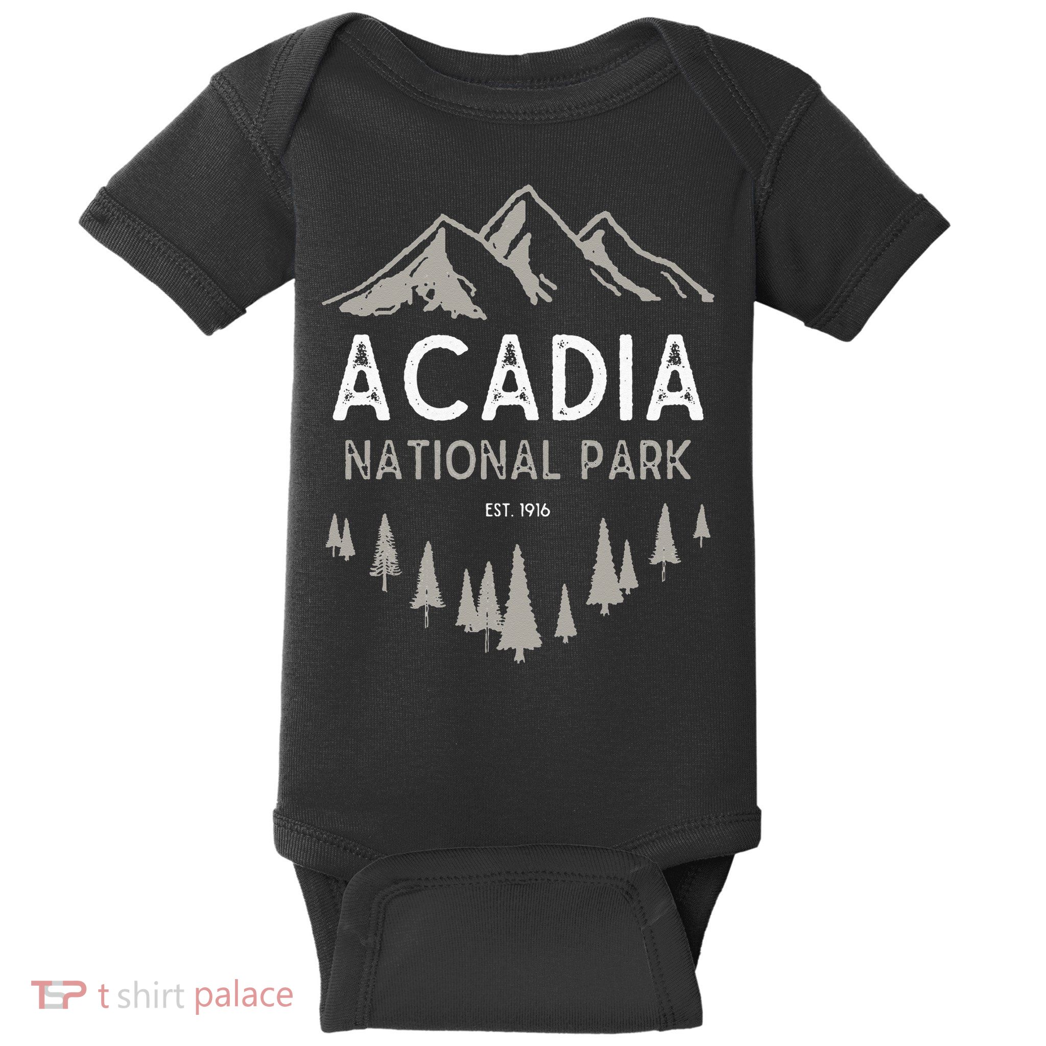 Acadia National Park Est 1916 Vintage Maine Baby Bodysuit