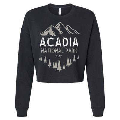 Acadia National Park Est 1916 Vintage Maine Cropped Pullover Crew