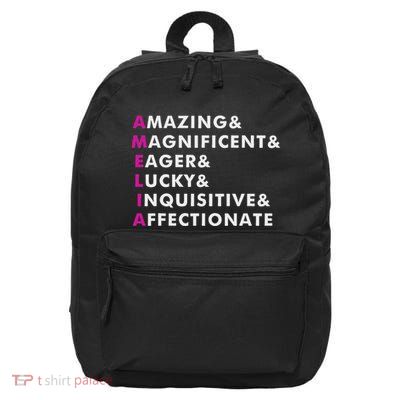 Amelia Name Personalized Gift 16 in Basic Backpack
