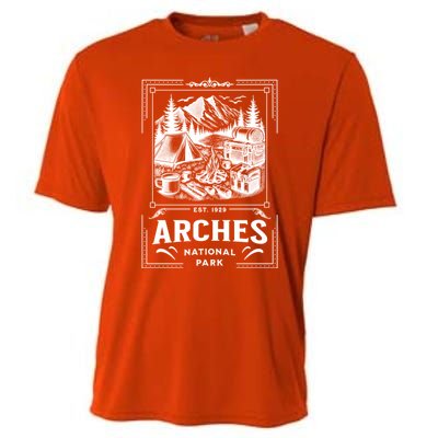 Arches National Park Vintage Camping Vacation Souvenir Gift Cooling Performance Crew T-Shirt