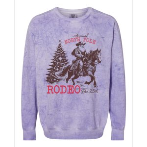 Annual North Pole Rodeo Funny Santa Jingle Horse Christmas Colorblast Crewneck Sweatshirt