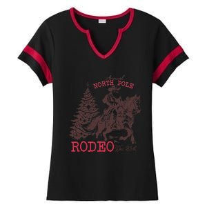 Annual North Pole Rodeo Funny Santa Jingle Horse Christmas Ladies Halftime Notch Neck Tee