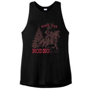 Annual North Pole Rodeo Funny Santa Jingle Horse Christmas Ladies PosiCharge Tri-Blend Wicking Tank