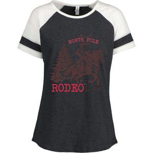 Annual North Pole Rodeo Funny Santa Jingle Horse Christmas Enza Ladies Jersey Colorblock Tee