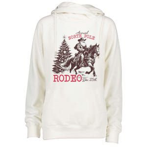 Annual North Pole Rodeo Funny Santa Jingle Horse Christmas Womens Funnel Neck Pullover Hood