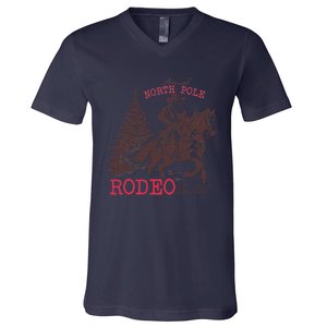 Annual North Pole Rodeo Funny Santa Jingle Horse Christmas V-Neck T-Shirt