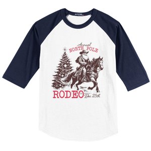 Annual North Pole Rodeo Funny Santa Jingle Horse Christmas Baseball Sleeve Shirt