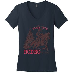 Annual North Pole Rodeo Funny Santa Jingle Horse Christmas Women's V-Neck T-Shirt