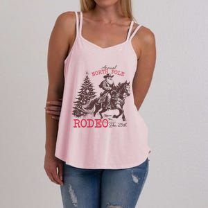 Annual North Pole Rodeo Funny Santa Jingle Horse Christmas Women's Strappy Tank