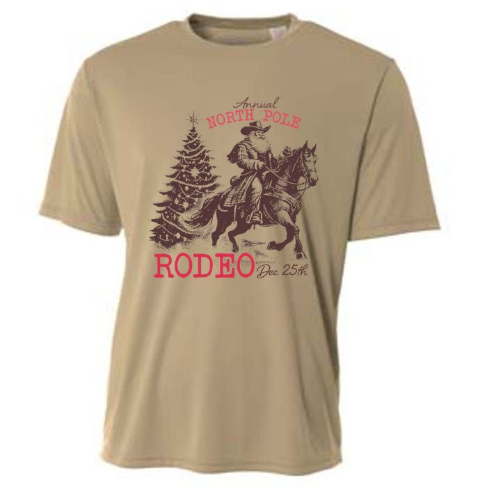 Annual North Pole Rodeo Funny Santa Jingle Horse Christmas Cooling Performance Crew T-Shirt