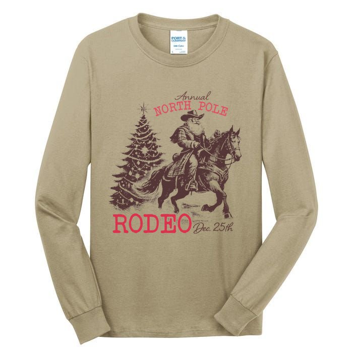 Annual North Pole Rodeo Funny Santa Jingle Horse Christmas Tall Long Sleeve T-Shirt