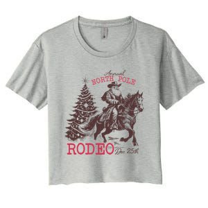 Annual North Pole Rodeo Funny Santa Jingle Horse Christmas Women's Crop Top Tee