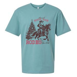 Annual North Pole Rodeo Funny Santa Jingle Horse Christmas Sueded Cloud Jersey T-Shirt