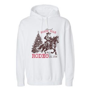 Annual North Pole Rodeo Funny Santa Jingle Horse Christmas Garment-Dyed Fleece Hoodie